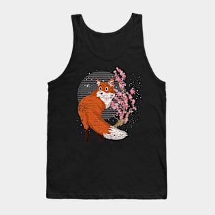 Wildlife Cherry Blossom Retro Fox Lover Forest Animal Fox Tank Top